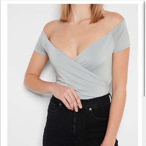 Express Dark Grey Body Contour Blouse